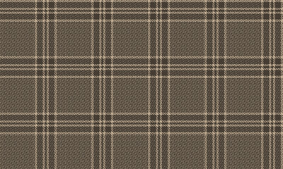 Plaid fabric pattern, brown, cream, seamless for textiles, and for designing modern clothes, skirts or decorative fabrics. Vector illustration.