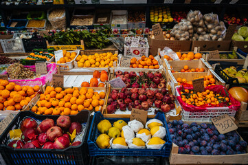 different fruits on the market counter