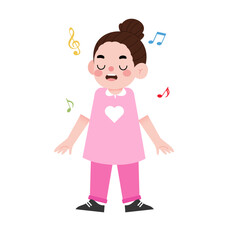 Happy Little Girl Singing Cartoon Child Music Illustration Joyful Vocal Performance