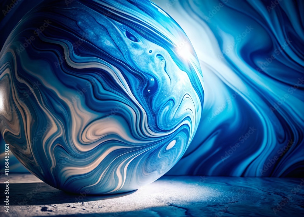 Wall mural Blue and White Marble Silhouette: Abstract Swirling Pattern Stock Photo