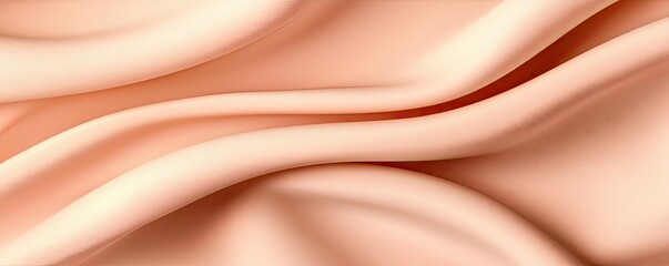 Velvet abstract background concept. A close-up view of soft, flowing peach fabric that creates elegant waves and textures.