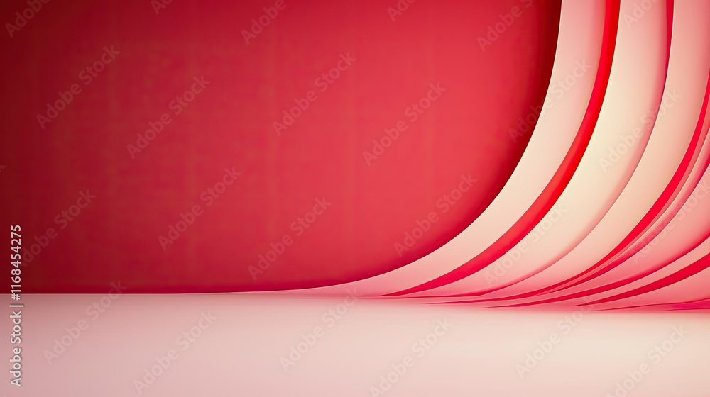 Poster Velvet abstract background concept. Abstract red background with smooth flowing lines creating a modern visual effect.
