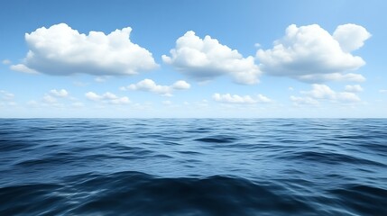 Obraz premium Serene Ocean Scene Under a Blue Sky with Clouds