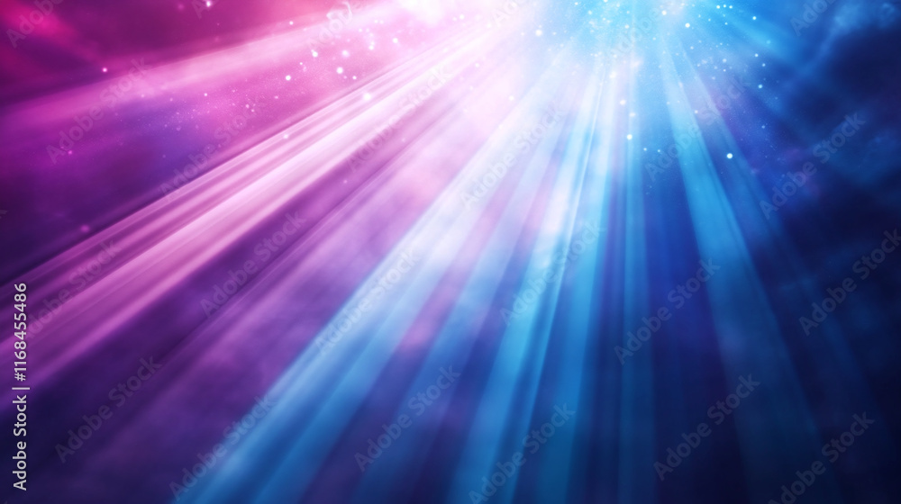Poster abstract background with bright light rays that radiate from the center in different directions.