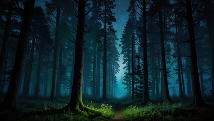 Obraz premium Enchanting Forest at Twilight with Mystical Atmosphere