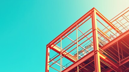 The pattern layout, Modern steel framework construction urban environment architecture photography bright sky aesthetic perspective industrial concept