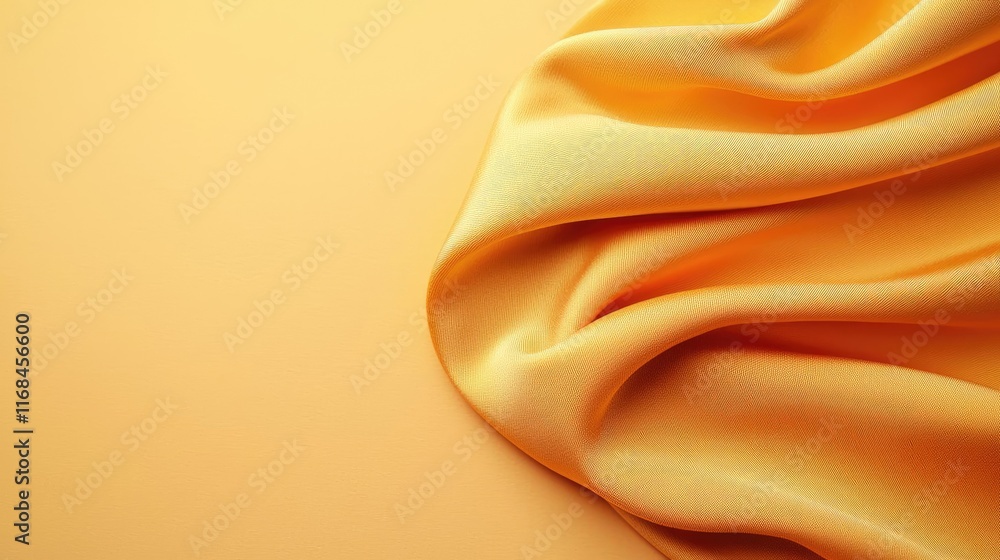Poster velvet abstract background concept. elegant yellow silk fabric with smooth waves creating a vibrant 