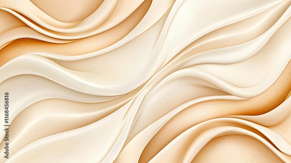 Poster Velvet abstract background concept. Abstract wave patterns in soft beige tones create a smooth, elegant backdrop.