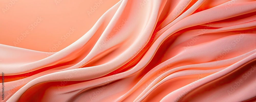 Poster Velvet abstract background concept. Soft coral fabric texture creating elegant waves and flowing patterns for design projects.