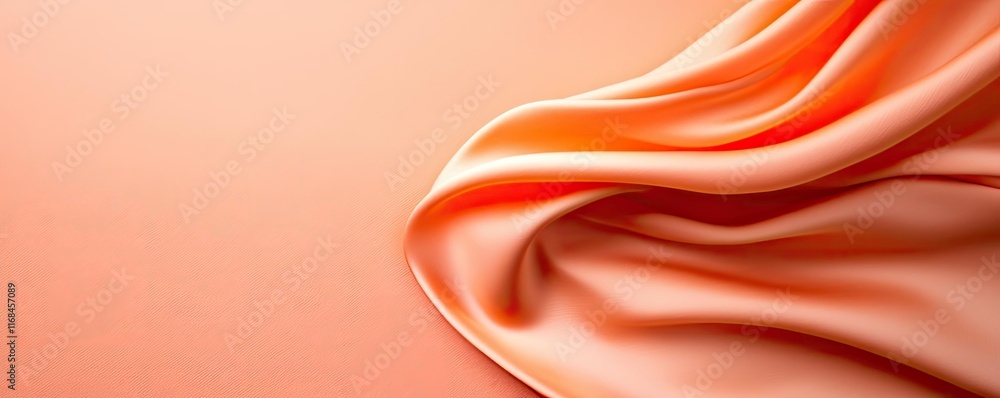 Poster Velvet abstract background concept. Smooth and elegant fabric draping over a soft peach background.