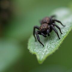 Fototapeta premium Close-Up of a Spider on a Leaf.