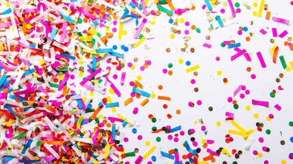 Obraz premium Colorful confetti floating around with sparkling backgrounds creating a festive atmosphere for holiday promotions. Bringing joy and excitement to attract people during the holiday season, making 