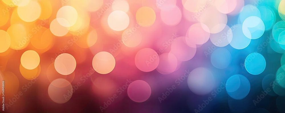 Poster Rainbow abstract background concept. Vibrant bokeh lights create a colorful and dreamy background for various design uses.