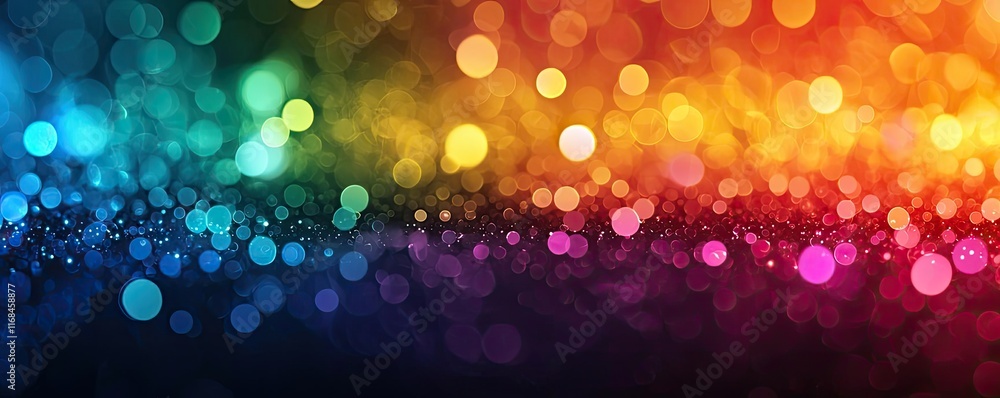Aufkleber Rainbow abstract background concept. Vibrant bokeh texture with colorful lights creating an enchanting atmosphere.