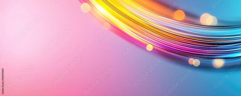 Poster Rainbow abstract background concept. Colorful abstract background with vibrant lines and bokeh lights in soft hues.