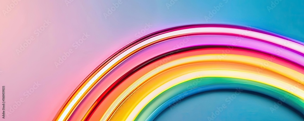 Poster rainbow abstract background concept. a vibrant and colorful rainbow arching over a soft gradient bac