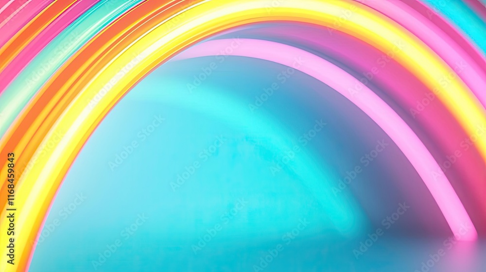 Poster Rainbow abstract background concept. Vibrant abstract neon arches creating a colorful visual effect.