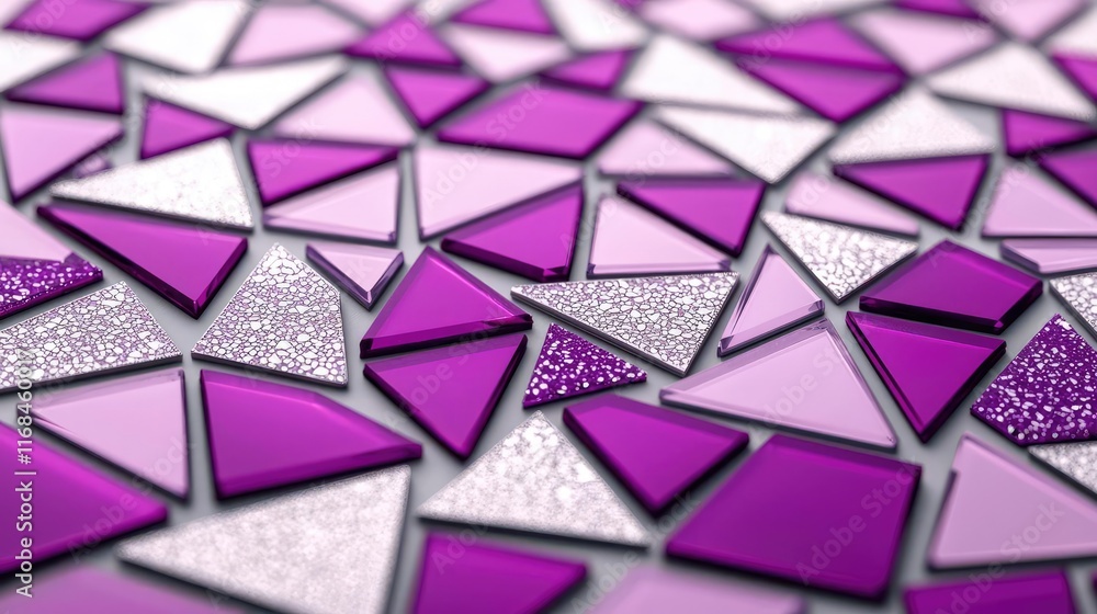 Poster Mosaic abstract background concept. Colorful geometric patterns with vibrant purple and pink shades creating texture.