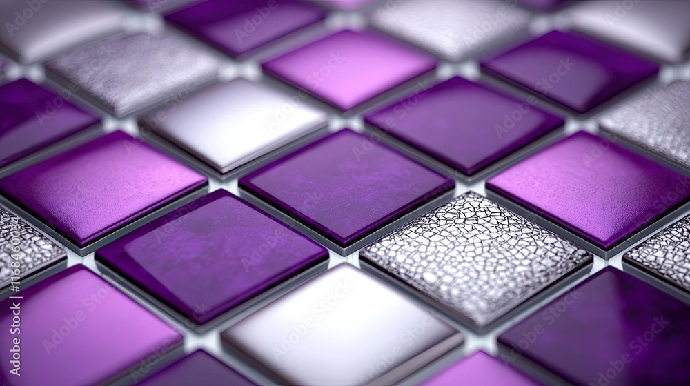 Aufkleber Mosaic abstract background concept. A close-up view of vibrant purple tiles arranged in a unique pattern, showcasing modern design.