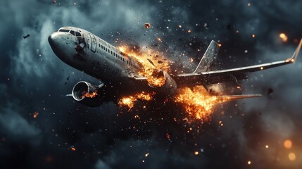 Burning Airplane Crash Disaster: A Dramatic Visual Depiction of Aviation Accident
