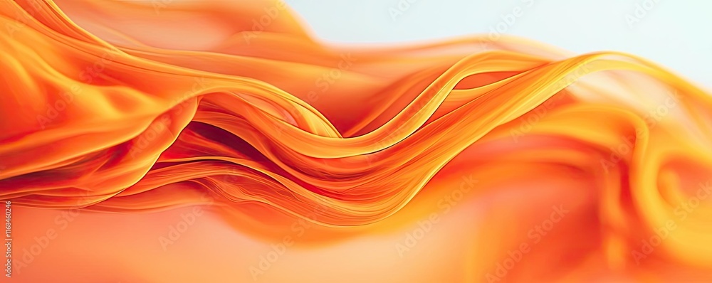 Poster Ink abstract background idea. Flowing orange fabric texture with soft waves and gradient, creating a warm atmosphere.