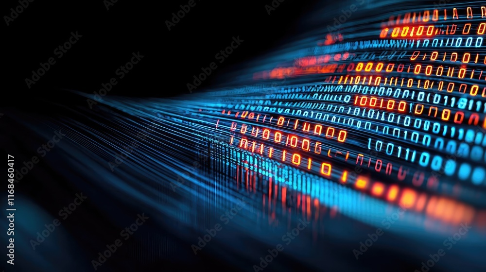 Aufkleber Ink abstract background idea. Abstract digital data flow with binary code represented in vibrant colors.