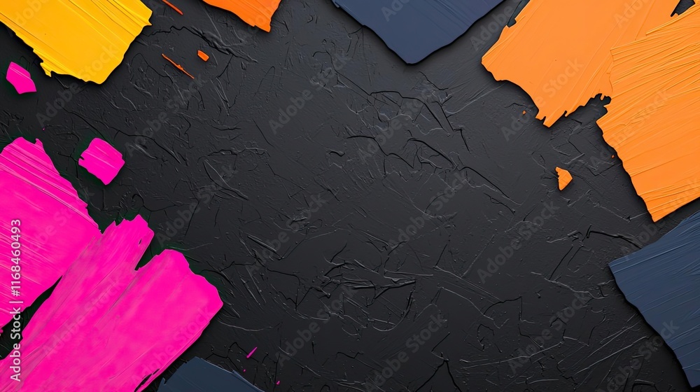 Poster ink abstract background idea. vibrant abstract paint strokes against a dark background, perfect for 