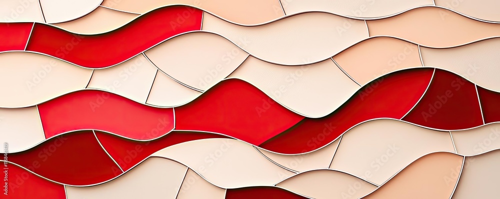 Aufkleber Mosaic abstract background concept. Abstract waves in red and beige create a dynamic and modern visual effect.