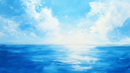 Obraz premium 青い海の油絵 Generated image