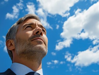 Business Professional Looking Upwards with Confidence