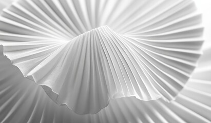 Abstract white pleated paper spiral.