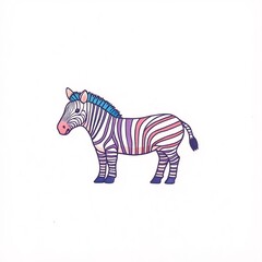 Vibrant Hand-Drawn Illustration: Playful Zebra in Pastel Hues. AI Generated