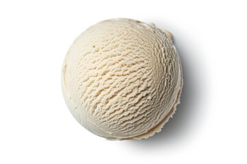 Fototapeta premium Vanilla ice cream scoop from top or from above isolated on white background. Including clipping path
