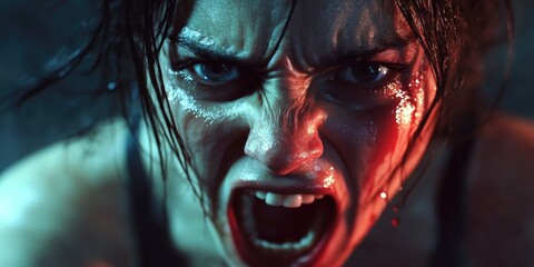 Close up of person with bloody face