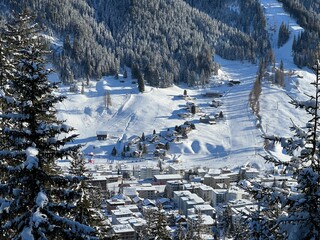 A fairytale winter atmosphere and a magnificent panorama on the mountine Swiss tourist resort of Davos - Canton of Grisons, Switzerland (Kanton Graub&uuml;nden, Schweiz)