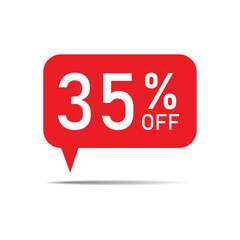 35% off discount sticker. discount symbol. Sale tag speech bubble. discount offer price label. special offer sale red tag. sale promo marketing. ad offer on shopping day.