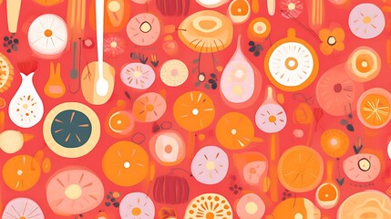 Abstract Orange and Pink Circular Pattern Design