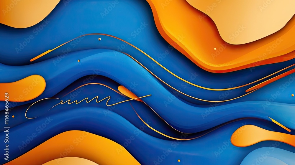 Poster Ink abstract background idea. Vibrant abstract waves of blue and orange create a stunning backdrop for designs.