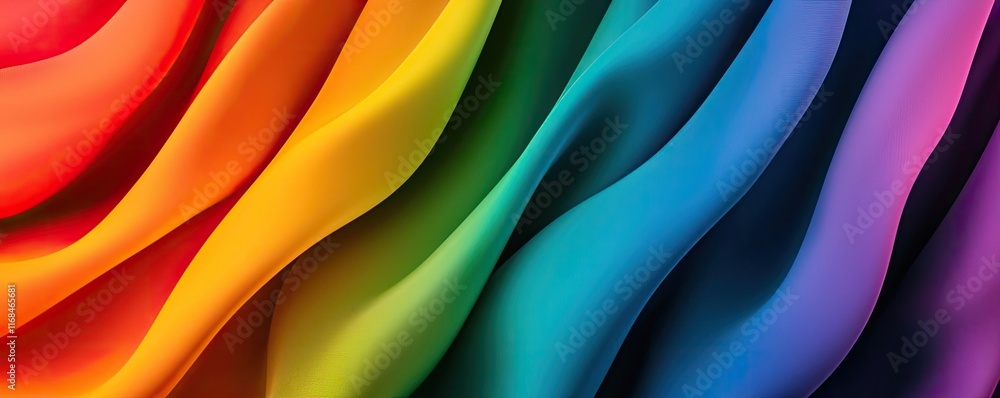 Poster rainbow abstract background concept. vibrant, flowing waves of colorful fabric create a stunning vis