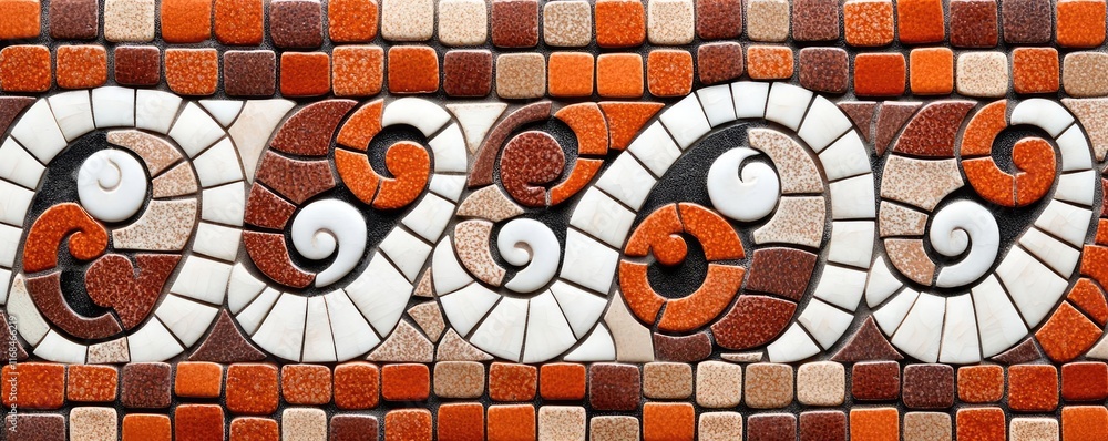 Poster Mosaic abstract background concept. Colorful mosaic tile pattern with intricate swirls and shapes for elegant decor.