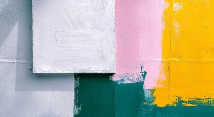 Close-Up of Abstract Painting with Bold, Colorful Strokes Evoking Energy and Movement