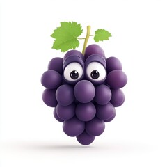 Playful grape character whimsical background food illustration bright colors cartoon style fun design for kids