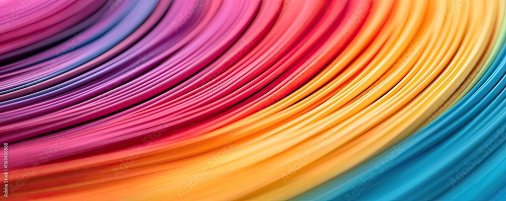 Poster Rainbow abstract background concept. Vibrant swirl of colorful lines creating a dynamic and engaging visual abstraction.