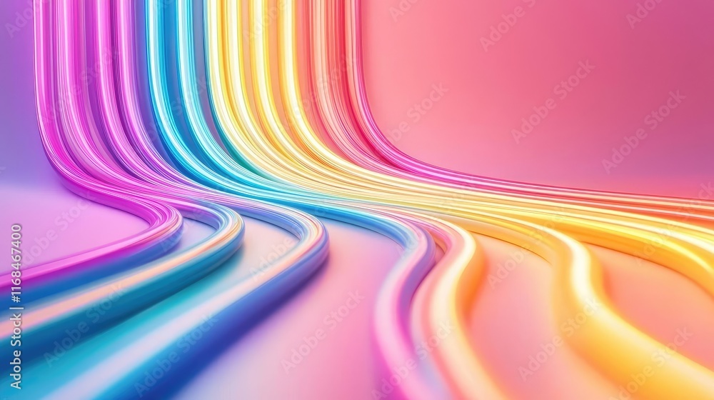 Poster Rainbow abstract background concept. Vibrant and colorful wavy lines creating a dynamic abstract background.