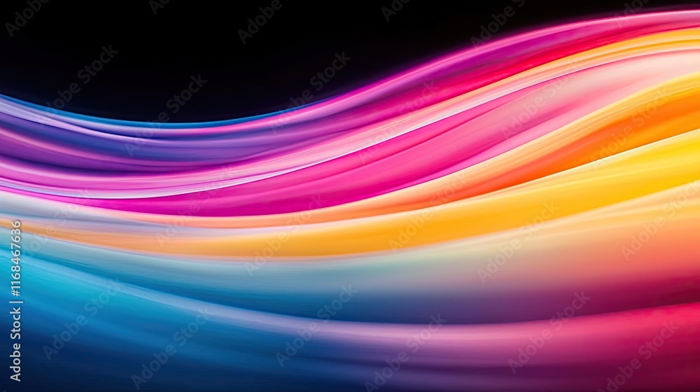 Poster Rainbow abstract background concept. Colorful wavy lines creating a vibrant abstract background for creative projects.