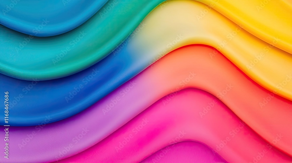 Poster Rainbow abstract background concept. Abstract colorful wave pattern with smooth transitions between vibrant hues.