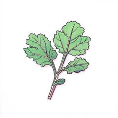 Naklejka premium Vibrantly Illustrated Green Leaf Sprig: Delicate Hand-Drawn Botanical Artwork. AI Generated
