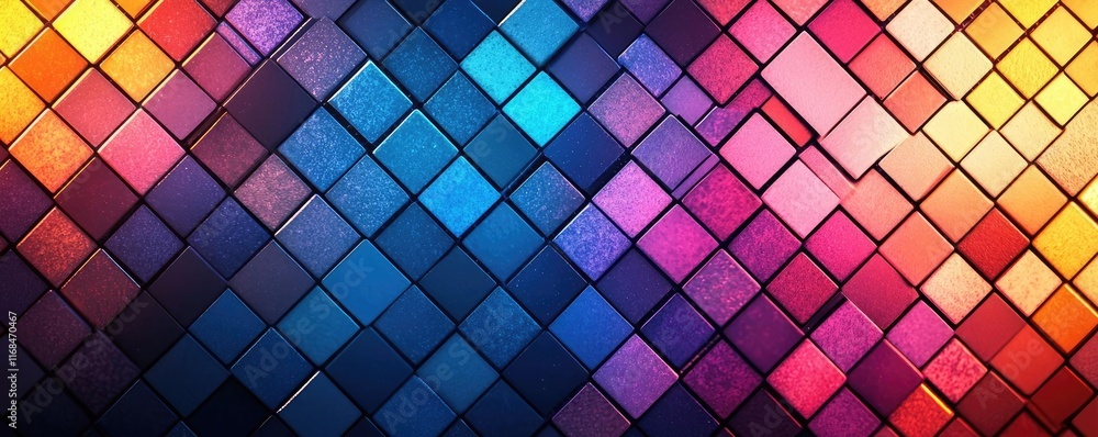 Poster Mosaic abstract background concept. A vivid abstract pattern of colorful tiles creating a stunning visual effect.
