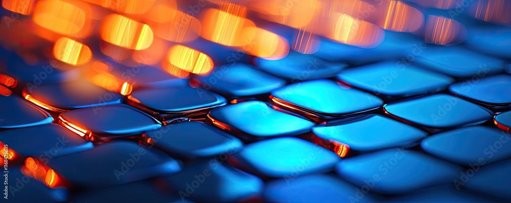 Poster Mosaic abstract background concept. Close-up of glowing, modern, abstract tech surface with vibrant colors and patterns.