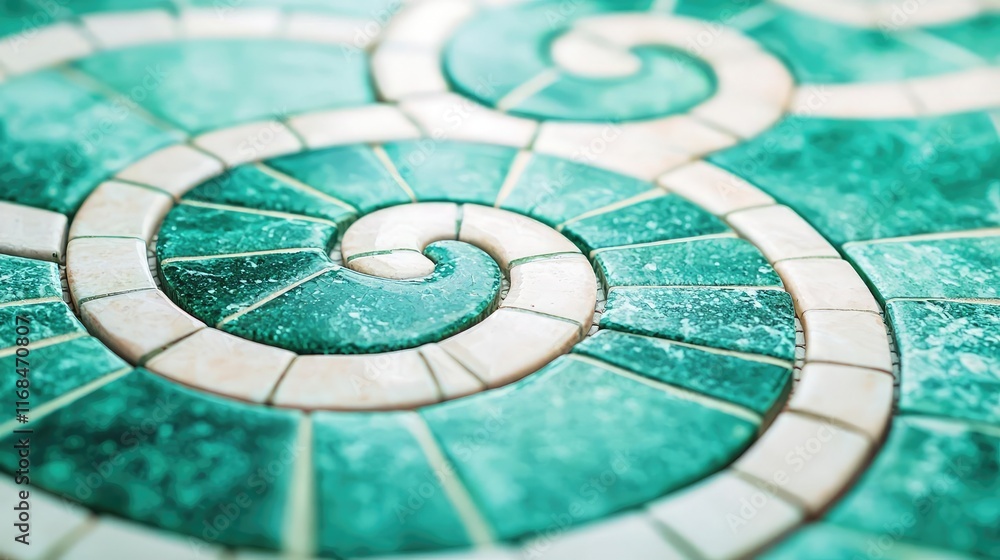 Poster mosaic abstract background concept. intricate mosaic pattern featuring swirls and green tiles for mo